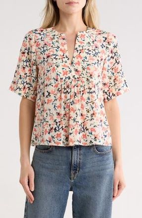Ulla Johnson Calla Short Sleeve Silk Top in Plumeria at Nordstrom Rack, Size 12