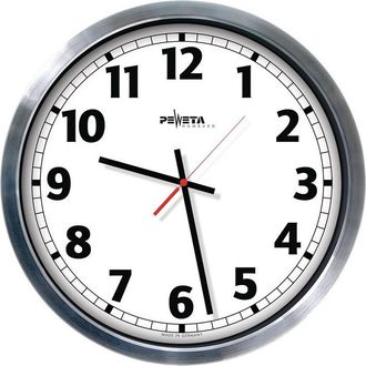 OEM Horloge Murale Jumbo Horloge Radio-pilot&eacute;e Aluminium Argent Mat D.500mm 1,5v Chiffres