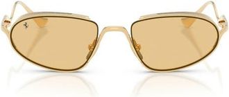 Ferrari 53mm Oval Sunglasses in Gold /Light Yellow at Nordstrom