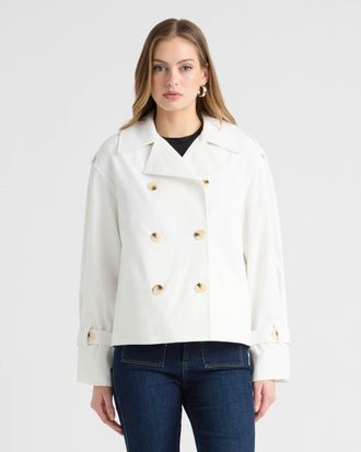 NVLT Womens Double Breasted Short Trench Coat
