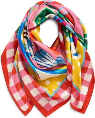 Echo Beach Picnic Silk Square Scarf in Beach Pink at Nordstrom