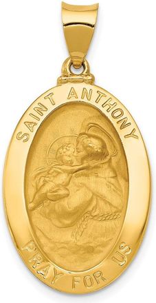 Diamond2Deal 14k Yellow Gold Polished and Satin St. Anthony Medal Hollow Pendant