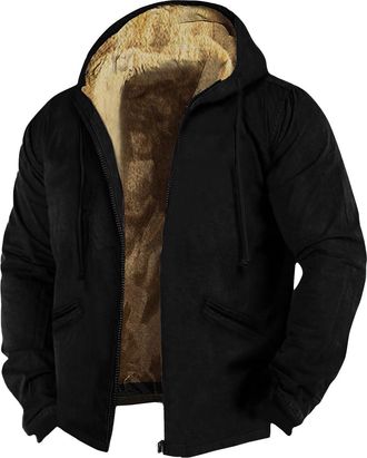 Generic Winter Jackets for Men Mens Coats Windproof Jackets with Pockets Classic Parka from Casual Weekends to Smart Occasions Vintage Coats Fleece-Lined Jack