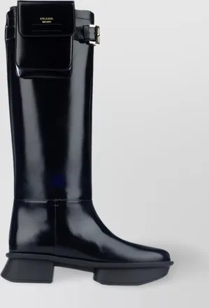 Prada buckle knee-high boots pocket detail