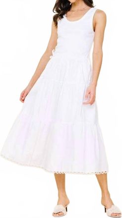 Skies Are Blue Clothing Knit Tank Poplin Skirt Dress In White