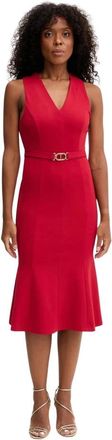 Twinset Abito con cintura a scollo a V - - Dresses - Donna - Rosso - S