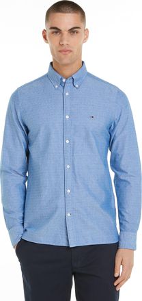 Tommy Hilfiger Langarmhemd TOMMY HILFIGER OXFORD DOBBY Slim Fit SHIRT, Herren, Gr. 3XL, N-Gr, blau (vibrant indigo), Web, Obermaterial: 100% Baumwolle, slim fit, Hem