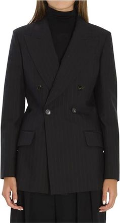 Gucci Jassen, Dames, Zwart, L, Wol, Pinstripe Wool Jacquard Blazer