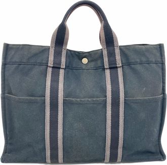 Herm&egrave;s Black Canvas Tote Bag (Pre-Owned)