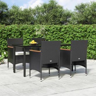 vidaXL Juego De Comedor De Jard&iacute;n 5 Piezas Con Cojines Negro Vidaxl