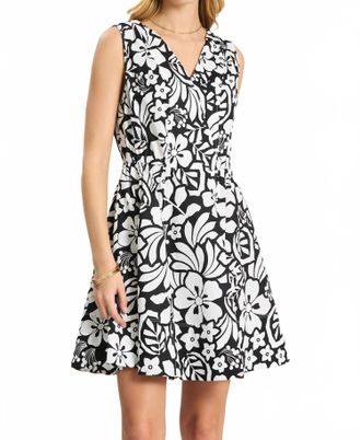 Tyler B&ouml;e Emory Floral Sleeveless Wrap Dress In Black/white