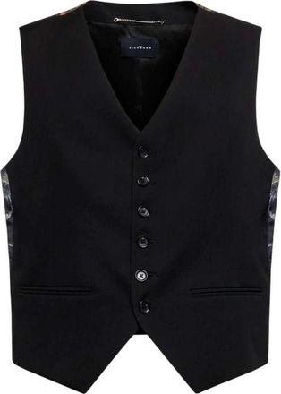 John Richmond Jassen, Heren, Zwart, L, Wol, Decorative Print Sartorial Vest