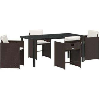 vidaXL Conjunto De Comedor De Jard&iacute;n Con Coj&iacute;n 5 Pcs Marr&oacute;n Polirat&aacute;n Vidaxl