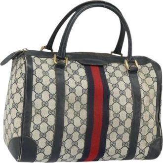 Gucci Pre-owned Handbags, female, Blue, Size: ONE SIZE Pre-owned Canvas Handbag