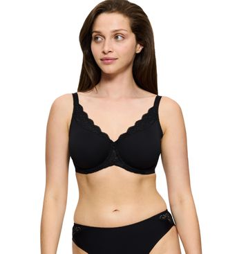 Triumph Minimizer-BH TRIUMPH Amourette, Damen, Gr. 85, Cup H, schwarz, Microtouch, Obermaterial: 68% Polyamid, 32% Elasthan, BHs Minimizer-BH, verkleinert die