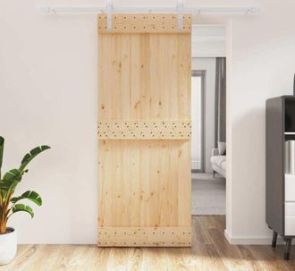vidaXL Vidaxl - Puerta Corredera Con Herrajes Madera Maciza De Pino 85x210 Cm