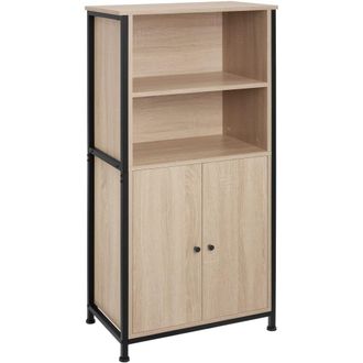 TecTake Librer&iacute;a industrial con armario y 2 baldas 60x38x125 cm madera clara