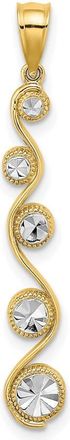 Diamond2Deal 14k Yellow Gold and White Rhodium Diamond-cut Vertical Swirl Charm Pendant