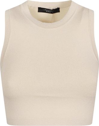 Max Mara Crop Top - Dames - Tops zonder mouwen - Beige - XS - Tops