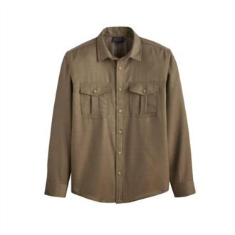 Pendleton Mens Harrison Merino Shirt In Olive Twill