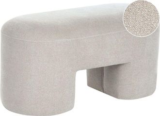 Beliani Bench Light Beige Boucle Upholstered Accent Pouffe Living Room Bedroom Wide Legs Modern DECORAH