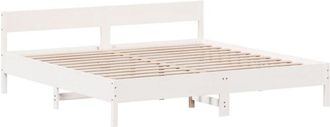 vidaXL Cama Sin Colch&oacute;n Madera Maciza De Pino Blanca 180x200 Cm Vidaxl