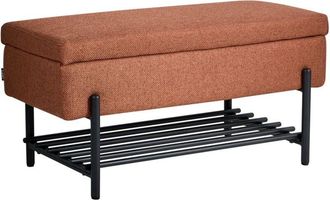 Beliani Storage Bench Golden Brown Fabric Upholstery Water-Repellent Metal Legs Lift Up Top SOLVANG