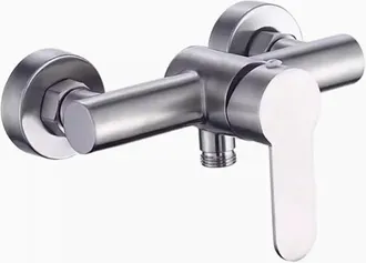 OEM Grifo De Ducha De Acero Inoxidable Cepillado De 4 Orificios Con Desviador, Grifo Mural Para Ba&ntilde;era, Ducha Y Bid&eacute;, Uso Interior/exterior, Plateado