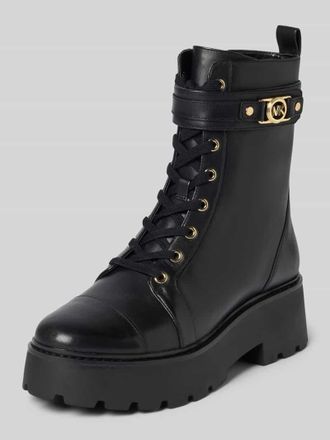 Michael Kors Schn&uuml;rboots aus echtem Leder mit Zierschnalle Modell Mandy in Black, Gr&ouml;&szlig;e 41
