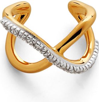Monica Vinader Riva Crossover Diamond Ear Cuff (Nordstrom Exclusive) in 18Ct Gold Vermeil On Silver at Nordstrom