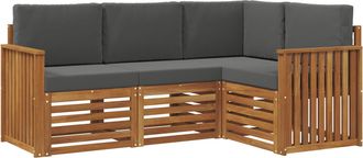 vidaXL Conjunto De Sof&aacute;s De Exterior 4 Uds. Natural Y Antracita Vidaxl