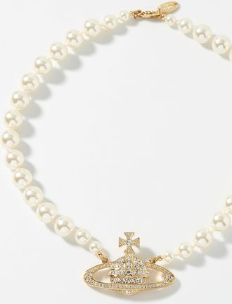 Vivienne Westwood Womens Crystals and pearls orb choker