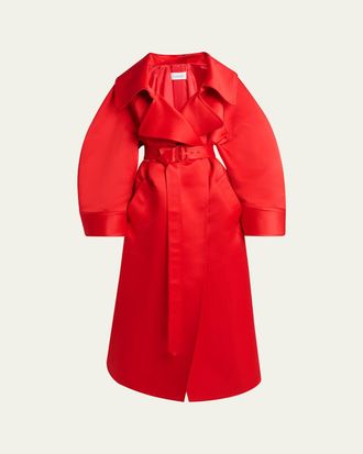 Givenchy Voluminous Belted Silk Coat