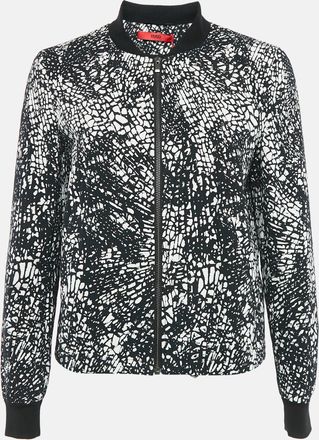 HUGO BOSS Black/white Printed Cotton Blend Crinkled Andina Jacket