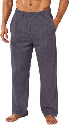 Generic Mens Fleece Pajama Pants Flannel Cotton Buffalo Plaid Comfy Lounge Pants PJ Bottoms with Pockets Dark Gray