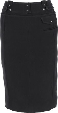 Altuzarra Waistband Detail Midi Pencil Skirt in Black Polyester
