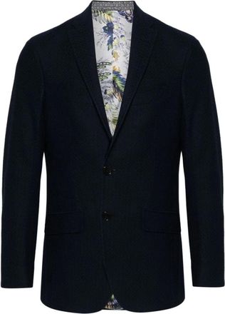 Etro Jersey blazer met linnenmix - Heren - Blazers - Blauw - L - Linnen - Jassen