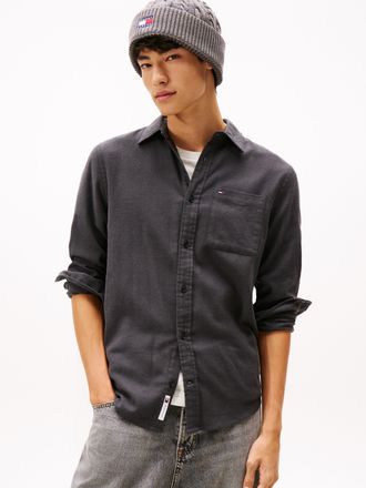 Tommy Jeans Flanellhemd TOMMY JEANS TJM FLANNEL, Damen, Gr. L, N-Gr, schwarz, Flanell, Obermaterial: 100% Baumwolle, regular fit, 2-Knopf-Manschette, Hemden Flane