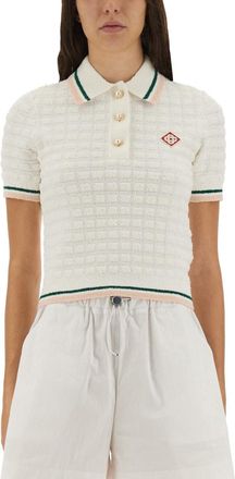 Casablanca Cotton Bouclé Polo Shirt-Donna