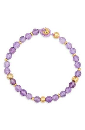 Eye Candy Los Angeles Yami Amethyst Beaded Bracelet in Gold at Nordstrom Rack
