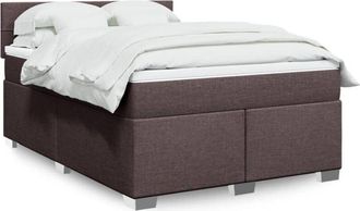 vidaXL Vidaxl - Cama Box Spring Con Colch&oacute;n Tela Marr&oacute;n Oscuro 160x200 Cm