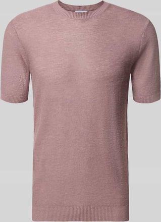 Antony Morato Slim Fit T-Shirt aus Leinen-Mix in Strick-Optik in Hellrosa, Gr&ouml;&szlig;e XXL