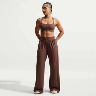 Nike Womens Zenvy Mid-Rise Wide-Leg Pants in Brown | IV4958-259