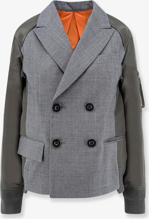 sacai Blazer in lana con maniche in nylon - SACAI - gender_Woman