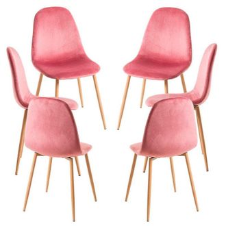 Regalos Miguel Regalos Miguel - Packs Sillas Comedor - Pack 6 Sillas Teok Terciopelo - Rosa
