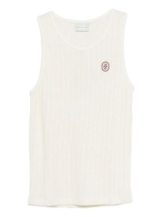 Dr&ocirc;le de Monsieur Le D&eacute;bardeur D Miroir ribbed logo-patch tank top - Neutrals
