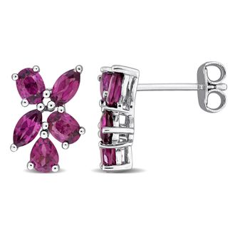 Mimi & Max Multi-Gem Cluster Drop Earrings Sterling Silver