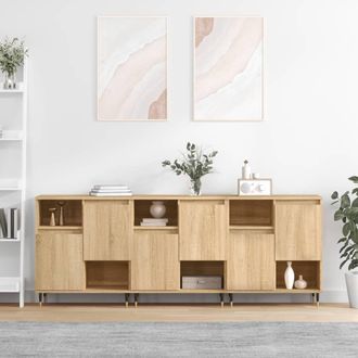 vidaXL Vidaxl - Aparadores 3 Uds Madera Contrachapada Color Roble Sonoma