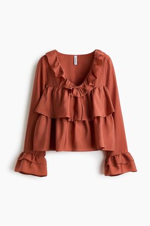 H&M Bluse mit Volants - Dunkelorange