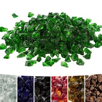 Teamson Home 4 Kg Rocas De Lava Para Braseros De Gas, Cristal De Fuego Templado, Seguro Para Estufas De Gas De Jard&iacute;n Exterior, Verde - Teamson Home
